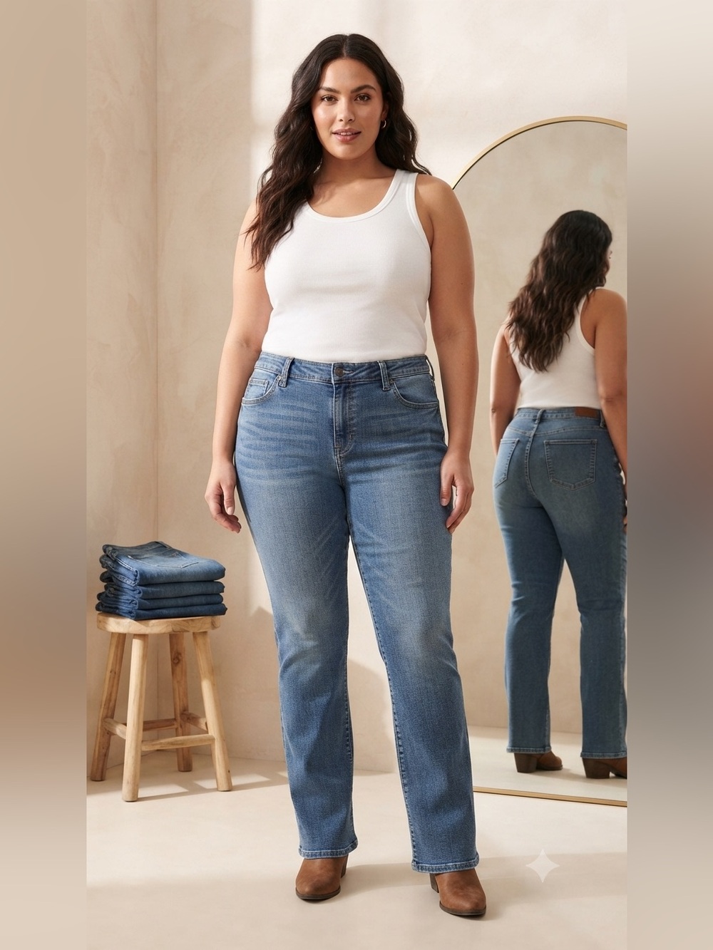 Just My Size Women's Boot Cut Jeans in Medium Blue Wash